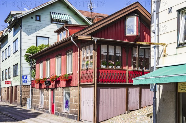 Historic residential and commercial architecture on Kungsgatan in the city centre of Lysekil,