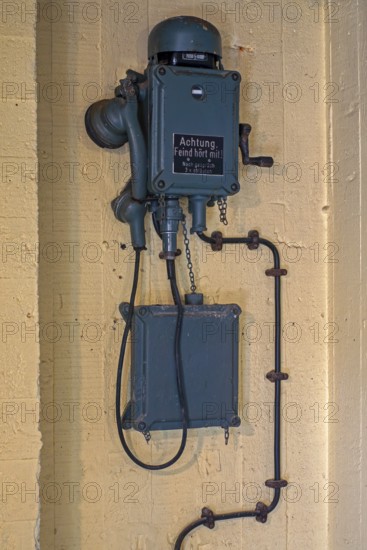 German WWII telephone in bunker at WW2 Saltzwedel-neu Battery, Raversyde Atlantikwall, Atlantic