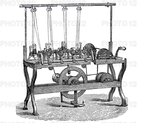 Textile industry, spinning mill, ball winding machine for manual and steam operation, a machine for