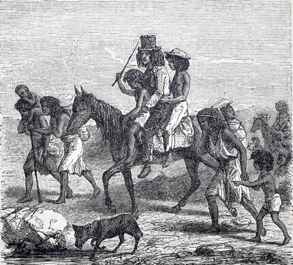 Indians from California on migration, around 1850, America, digitally enhanced reproduction of a