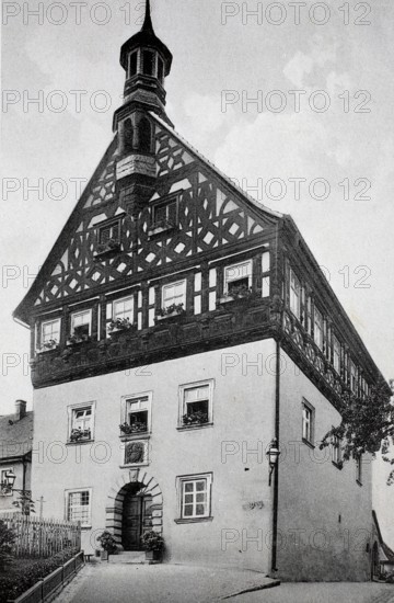 The town hall of Burgkunstadt, Upper Franconia, in 1938, Bavaria, Germany, digitally enhanced