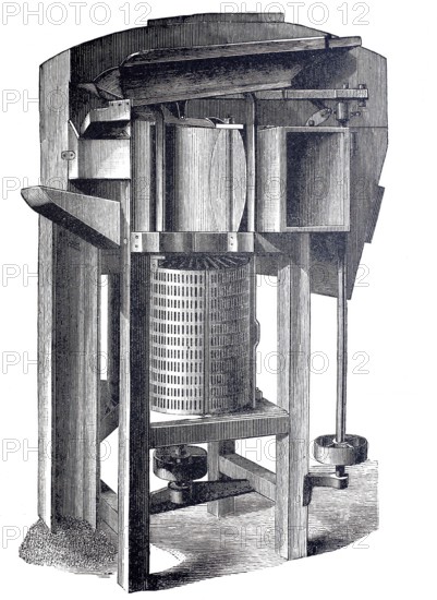 Milling, mill, husking machine for grain by Boerde & Company, digitally improved reproduction of a