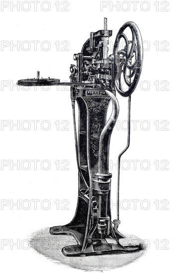 Shoemaker, shoemaker, wooden nail machine by Robert Kiehle, digitally improved reproduction of a