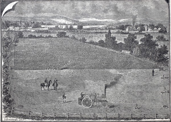Agriculture, arable farming, use of the single-machine steam plough, system A, digitally improved