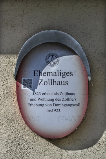 Information board at the former customs house, Lauf an der Pegnitz, Middle Franconia, Bavaria,