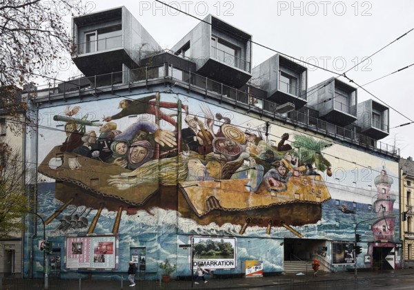 Bilker Bunker, heritage-protected bunker with the wall painting Time Travelers, today a