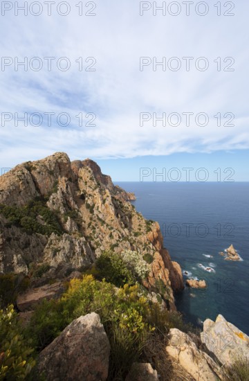 Bizarre rock formations on Capo Rosso, Piana, Corse-du-Sud department, west coast, Corsica,