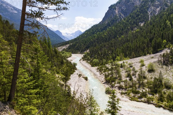 Isar cycle path to the source of the Isar in the Hinterau Valley, upper reaches of the Isar,