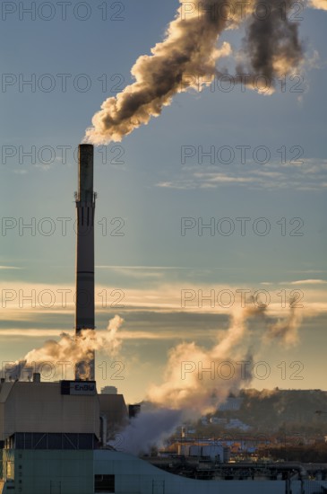 View of EnBW power plant and waste incineration plant Stuttgart-Münster, combined heat and power