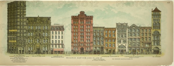 Broadway, East Side, John to Ann Street, New York, Manhattan, America, USA, historical, authentic,