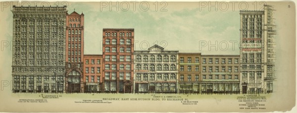 Broadway, East Side, Hudson Building to Exchange Place, New York, Manhattan, America, USA,