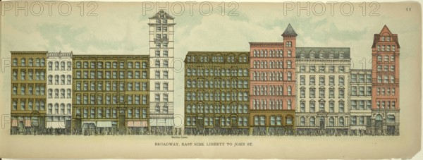 Broadway, East Side, Liberty to John Street, New York, Manhattan, America, USA, historical,