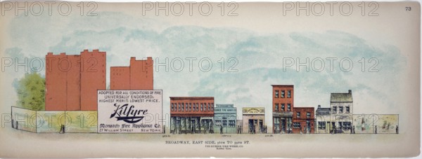 Broadway, East Side, 56th to 59th Street, the rubber tire wheel company, New York, Manhattan,