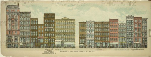 Broadway, West Side, Liberty to Dey Street, New York, Manhattan, America, USA, historic, authentic,