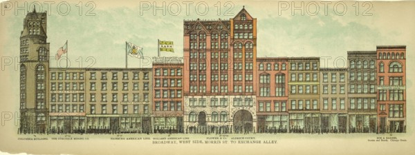 Broadway, West Side, Mottis Street to Exchange Alley, New York, Manhattan, America, USA,