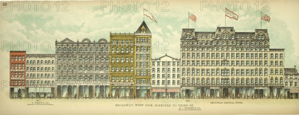 Broadway, West Side, Bleecker to Third Street, New York, Manhattan, America, USA, historical,