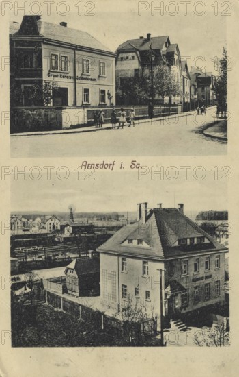 Arnsdorf in Saxony, Bautzen district, Saxony, Germany, postcard, view around 1900 - 1910,