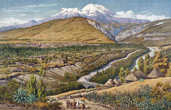 The highlands of Ecuador, cultural and volcanic landscape of Tierra Fria, cold country, in the