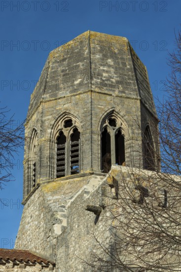 Charroux. The Church St jean Baptiste, the steeple it was destroyed by a lightning in 1662. Allier
