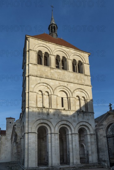 Ebreuil village, Saint-Leger benedictine abbey, abbey church from the 10th century, Allier