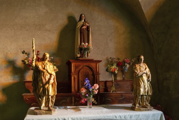 Saint Hilaire village. Natural regional park of Livradois Forez. Interior of Roman church