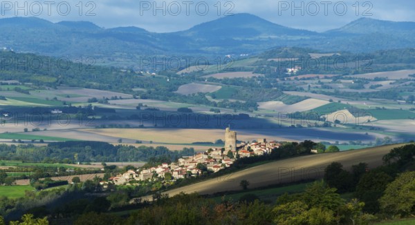 Montpeyroux village and view on Limagne plain., labelled Les Plus Beaux Villages de France, Puy de