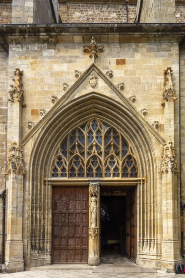 Porch of Cathedral Notre-Dame-et-Saint-Privat of Mende, Lozere department, Occitanie, France