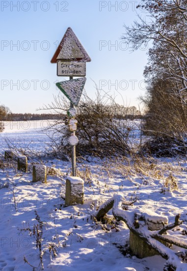 Landscape and country road in the historic district of Lübars, Berlin Reinickendorf, Germany