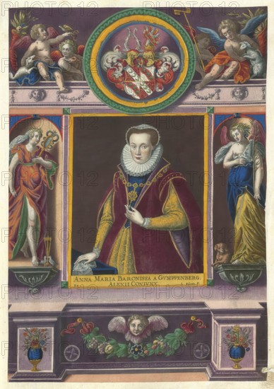 The portrait of Anna Maria von Gumppenberg-Fugger (1570 - 1613), a member of the famous Augsburg