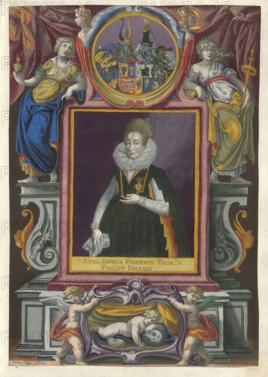Members of the famous Augsburg Fugger family, Anna Sophia Fugger (1585-1643), authentic