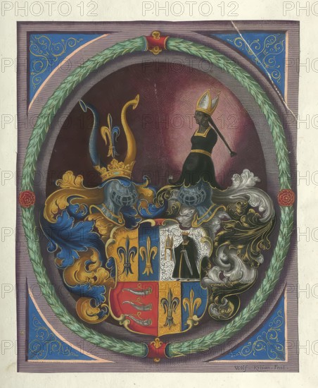 Members of the famous Fugger family in Augsburg, coat of arms of the Fugger family. The Fuggers