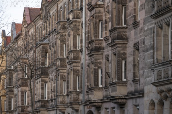 Front of historic town houses around 1880, Vacherstr., Fürth, Middle Franconia, Bavaria, Germany