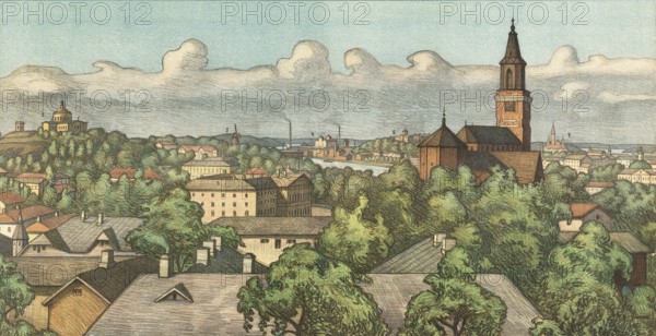 Turku is a city on the southwest coast of Finland, around 1900, authentic reproduction of a school