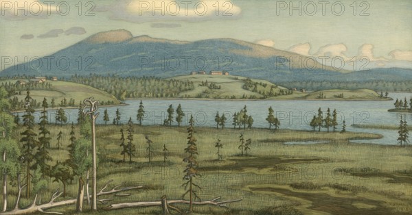 Kuusamo is a town in northeastern Finland, Kuusamo area, 1910, authentic reproduction of a school