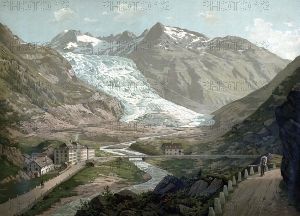 Rhone glacier, valley glacier in the headwaters of the Rhone in the extreme northeast of the canton