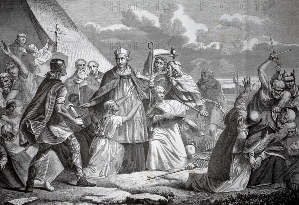 The martyrdom of Saint Boniface, the Apostle of the Germans, on 5 June 754 in Dokkum (Friesland),