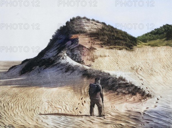 Dune on the west coast of the island of Sylt, North Sea, Germany, authentic reproduction of a