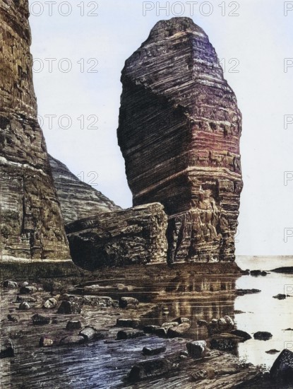The monk and the preacher's chair on Heligoland, Schleswig-Holstein, Germany, authentic