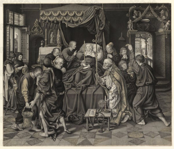 The depiction of Mary on her deathbed, surrounded by apostles, is a widespread motif in Christian