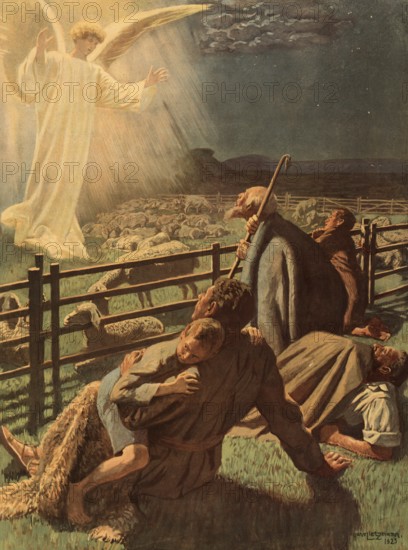 Scene from the biblical story, The Annunciation to the Shepherds is a central part of the Christmas