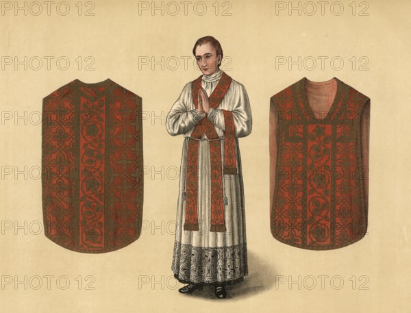 Scene from the biblical story, in the Catholic liturgy, during Holy Mass, the priest wears specific