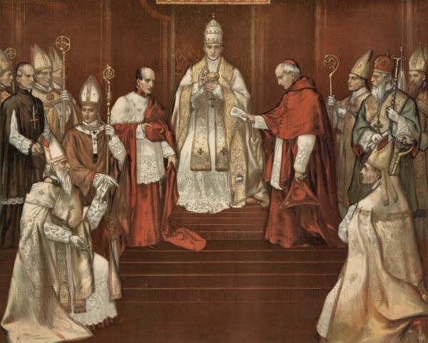 Scene from biblical history, Pope and bishops are central figures of the Catholic Church, authentic