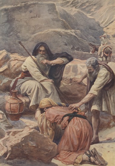 Scene from the biblical story, The story of Elisha and the Shunammite woman, a biblical tale about