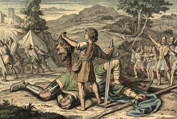Scene from the biblical story, The story of David and Goliath is from the Old Testament of the