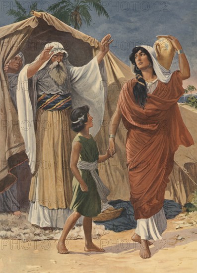 Scene from the biblical story, Hagar and Ishmael are central figures in the Bible, where Hagar, the
