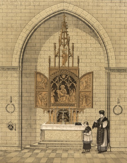 Scene from the biblical story, Gothic altar, a winged altar or altarpiece in Gothic style, often