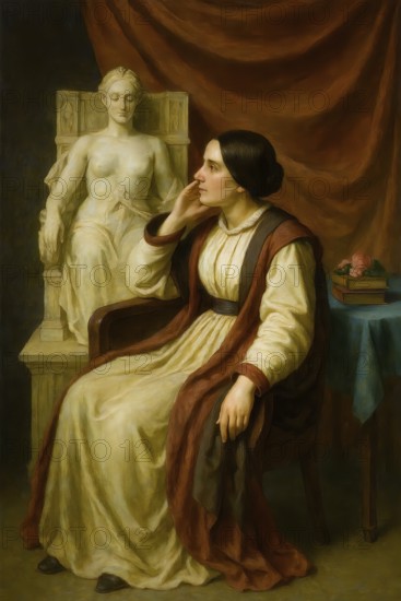 Bettina von Arnim 1838, historical illustration from the history of German literature from 1885,