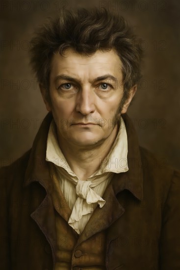 Ernst Theodor Amadeus Hoffmann, self-portrait, historical illustration from the history of German