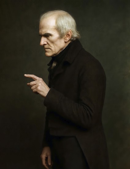 Höderlin in the 55th year of life, historical illustration from the history of German literature