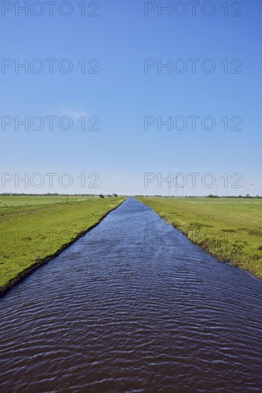 Bach Lecker Au, agricultural land, meadows, wind turbines, pale blue sky, cirrostratus clouds,
